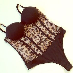 Leopard and Black Bodysuit